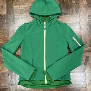 Women’s Athleta Vibrant Green Fleece Lined Windbreaker Jacket Size Small